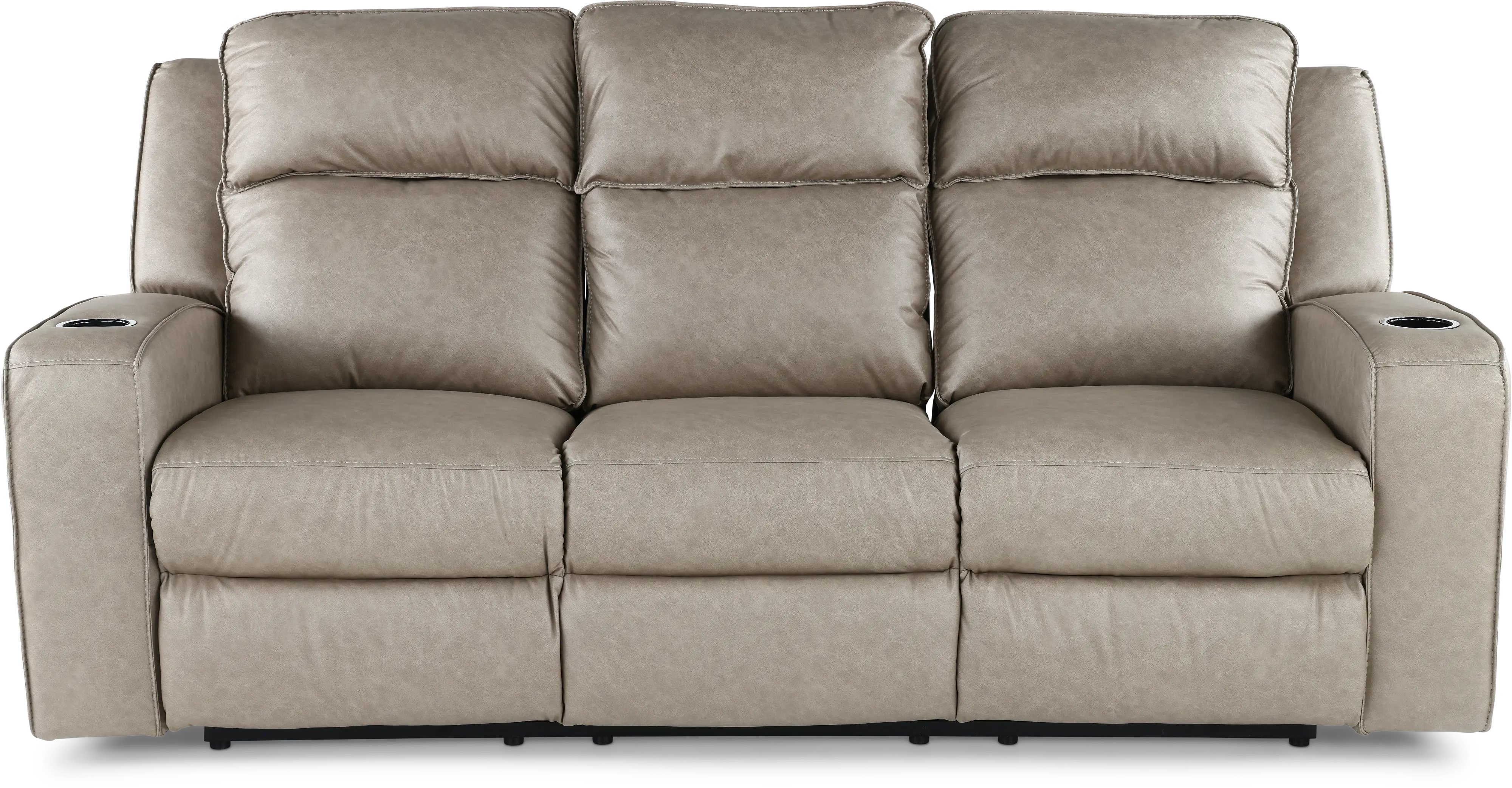 Lavenhorne Pebble Beige Reclining Sofa with Drop Down Table-1