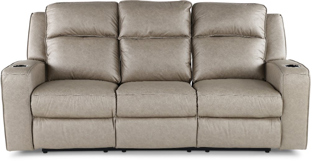 Lavenhorne Pebble Beige Reclining Sofa with Drop Down Table