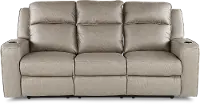 Lavenhorne Pebble Beige Reclining Sofa with Drop Down Table
