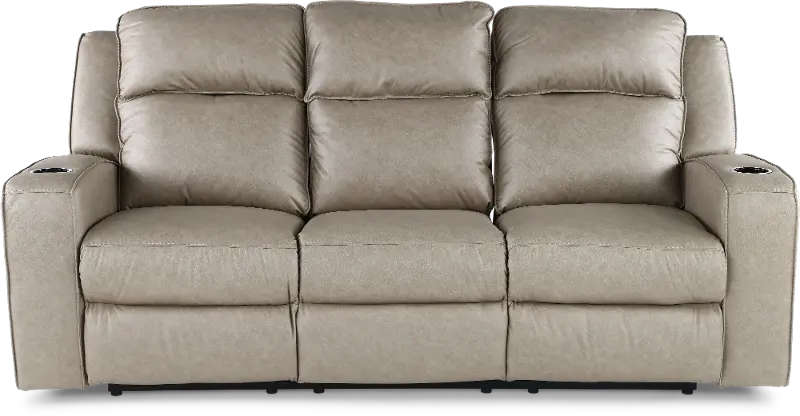 Lavenhorne Pebble Beige Reclining Sofa with Drop Down Table