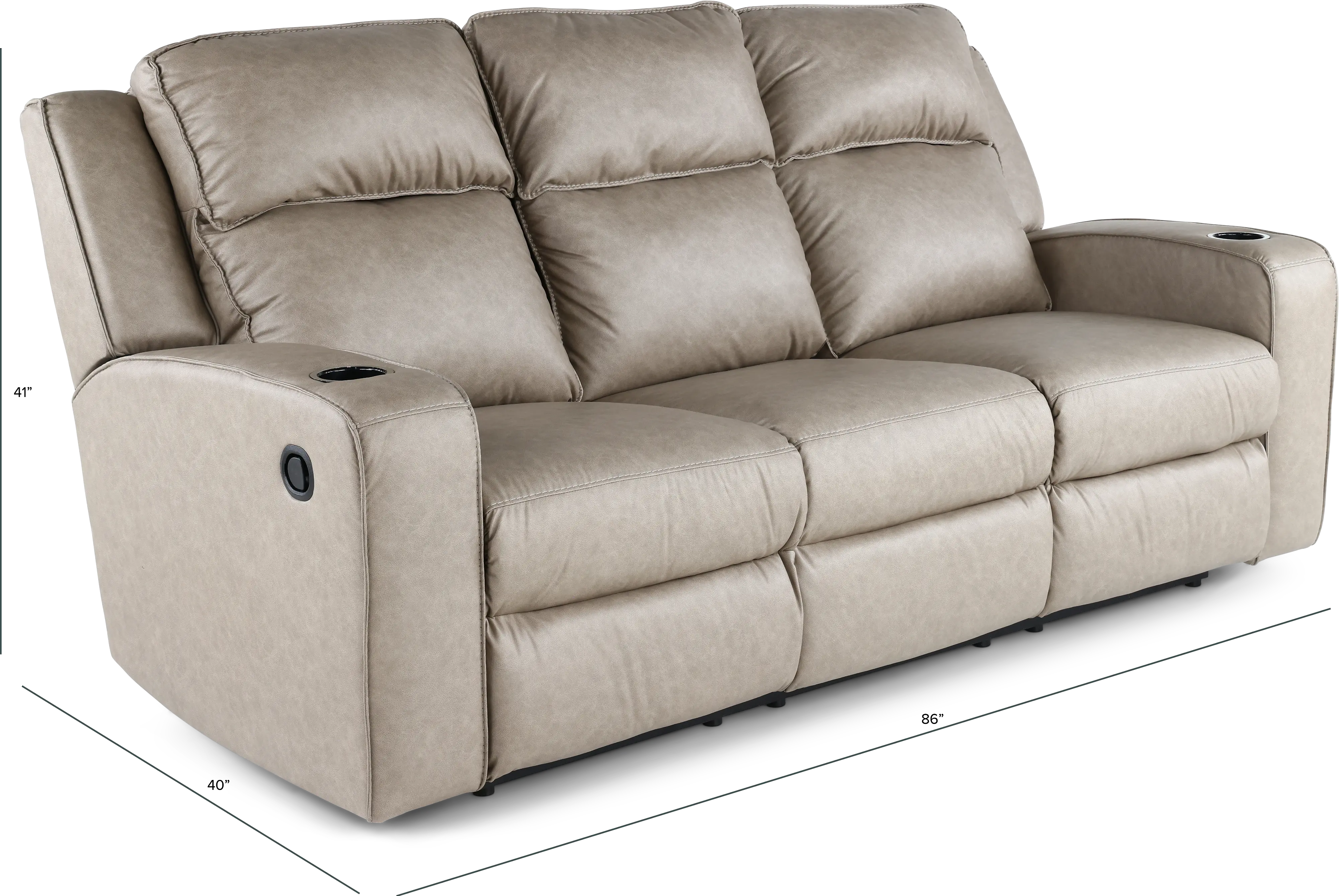 Lavenhorne Pebble Beige Reclining Sofa with Drop Down Table-3