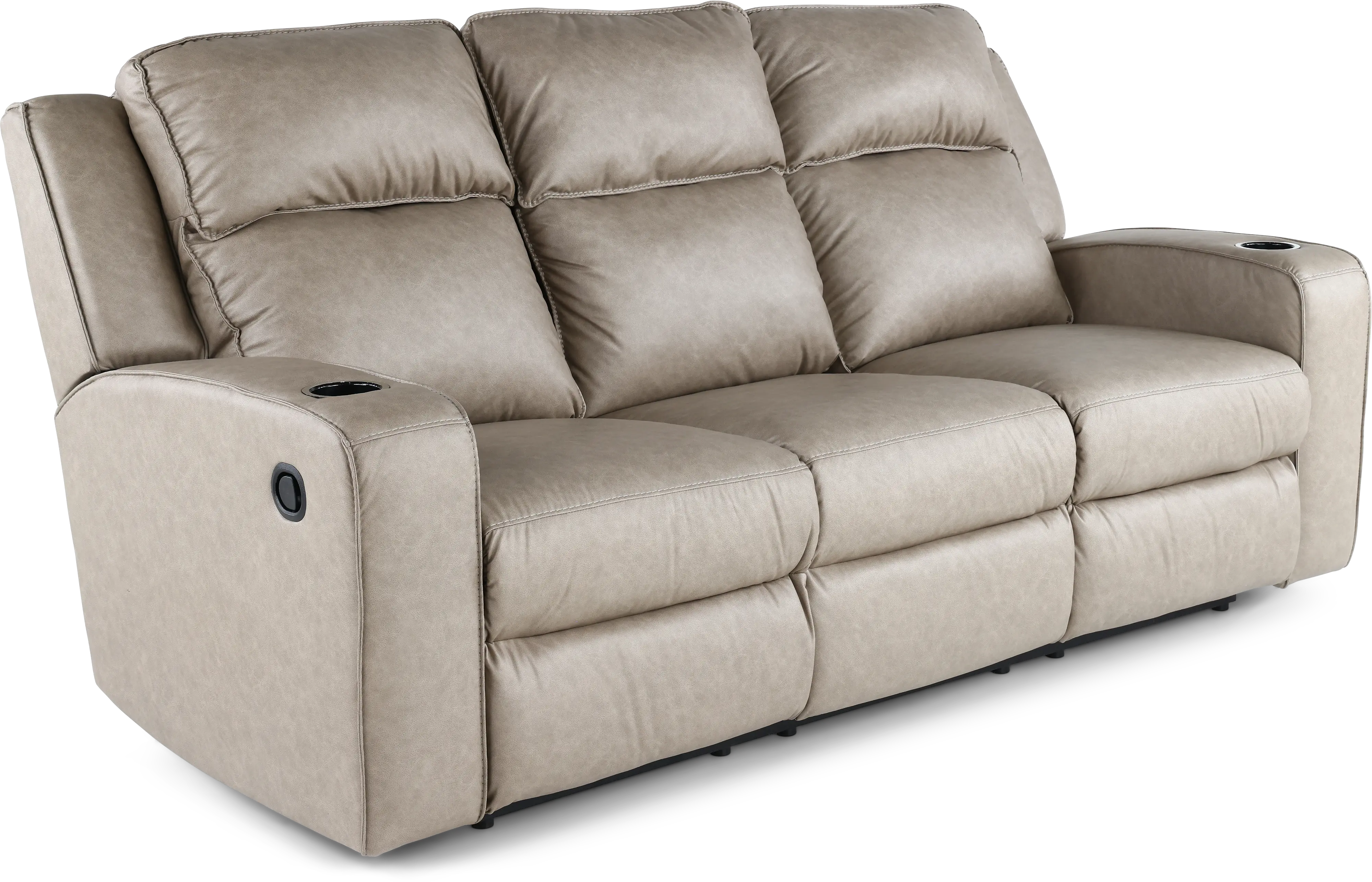 Lavenhorne Pebble Beige Reclining Sofa with Drop Down Table-4