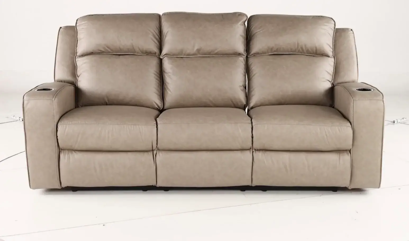 Lavenhorne Pebble Beige Reclining Sofa with Drop Down Table-5