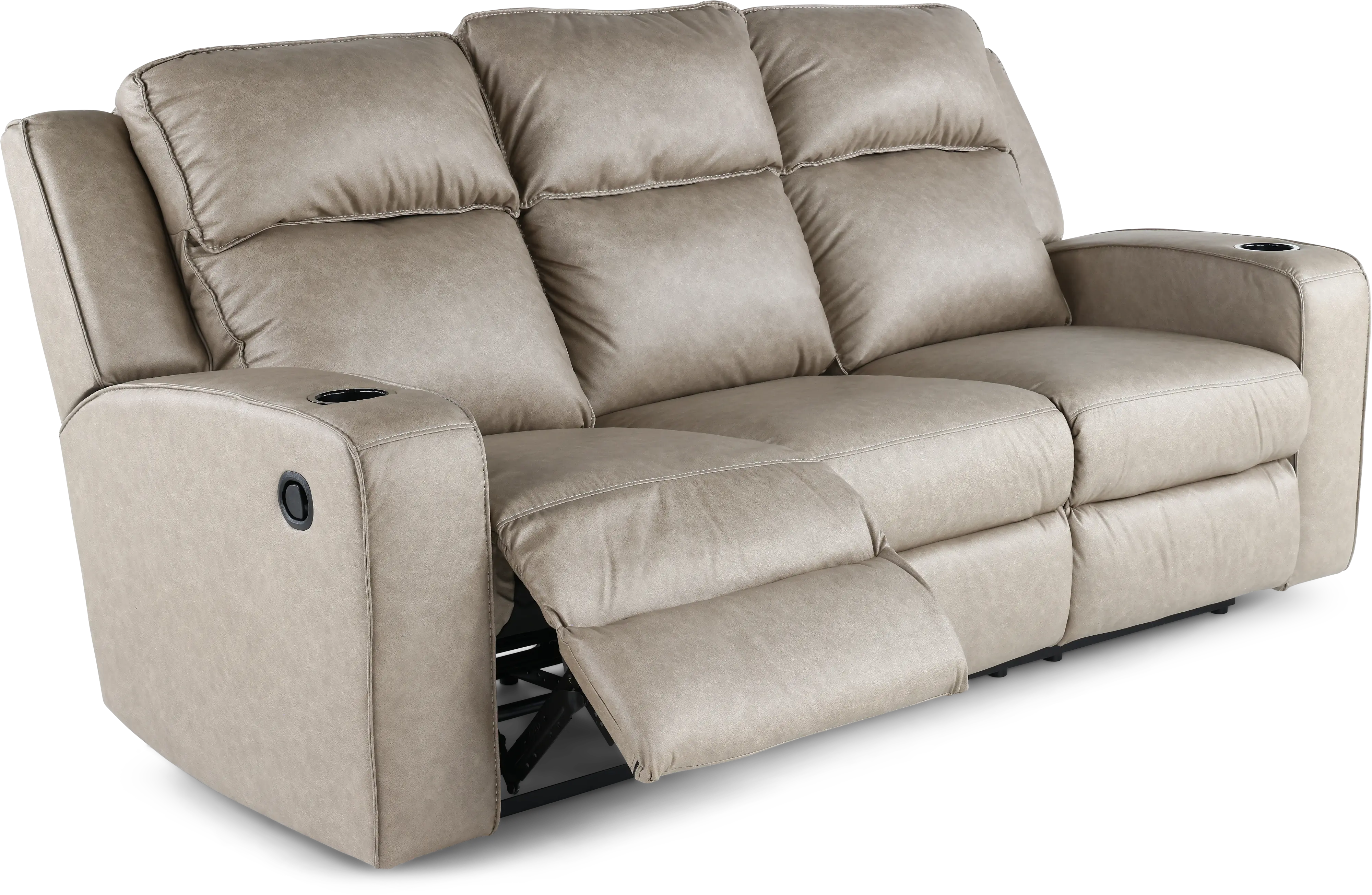 Lavenhorne Pebble Beige Reclining Sofa with Drop Down Table-6