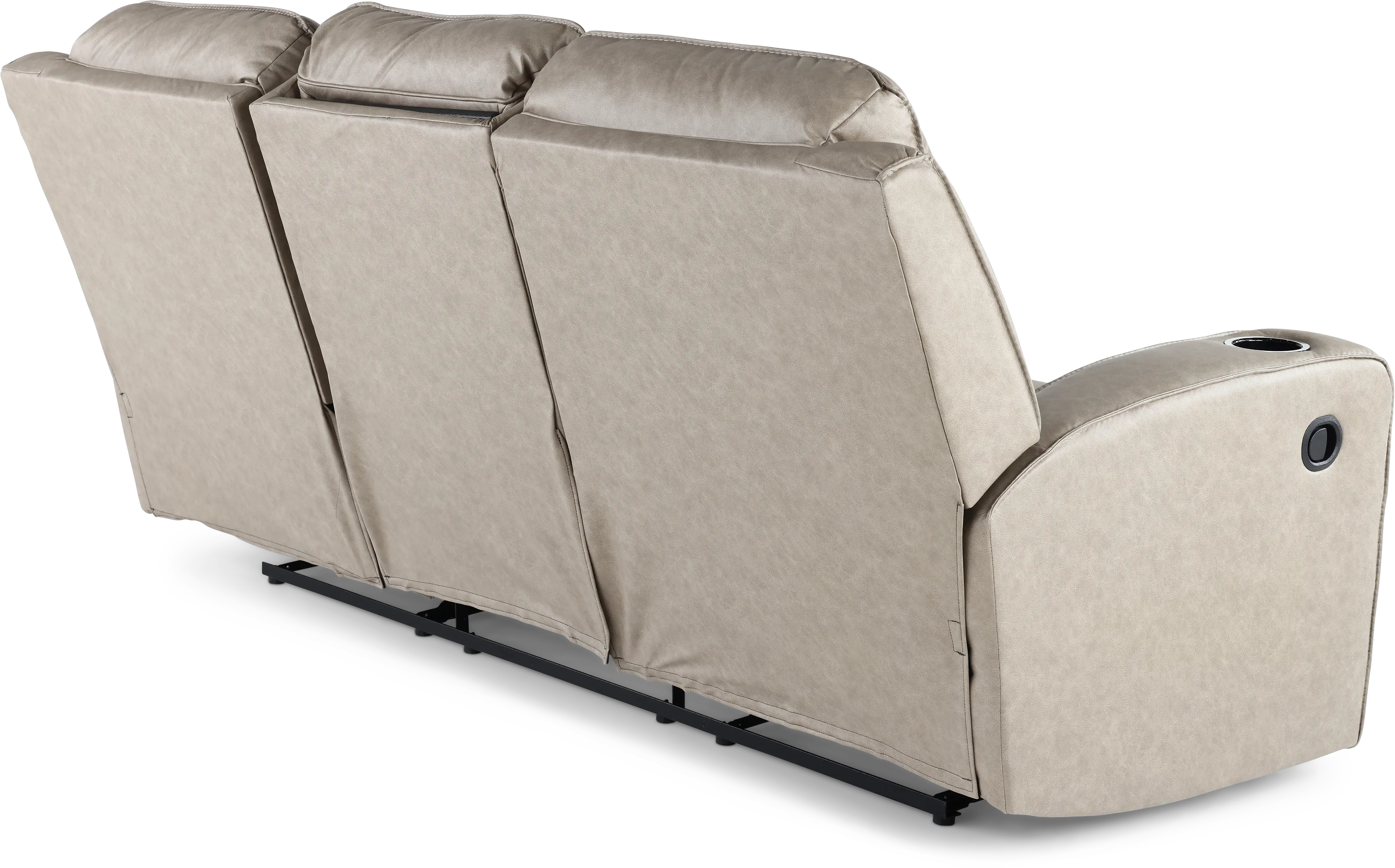 Lavenhorne Pebble Beige Reclining Sofa with Drop Down Table-7