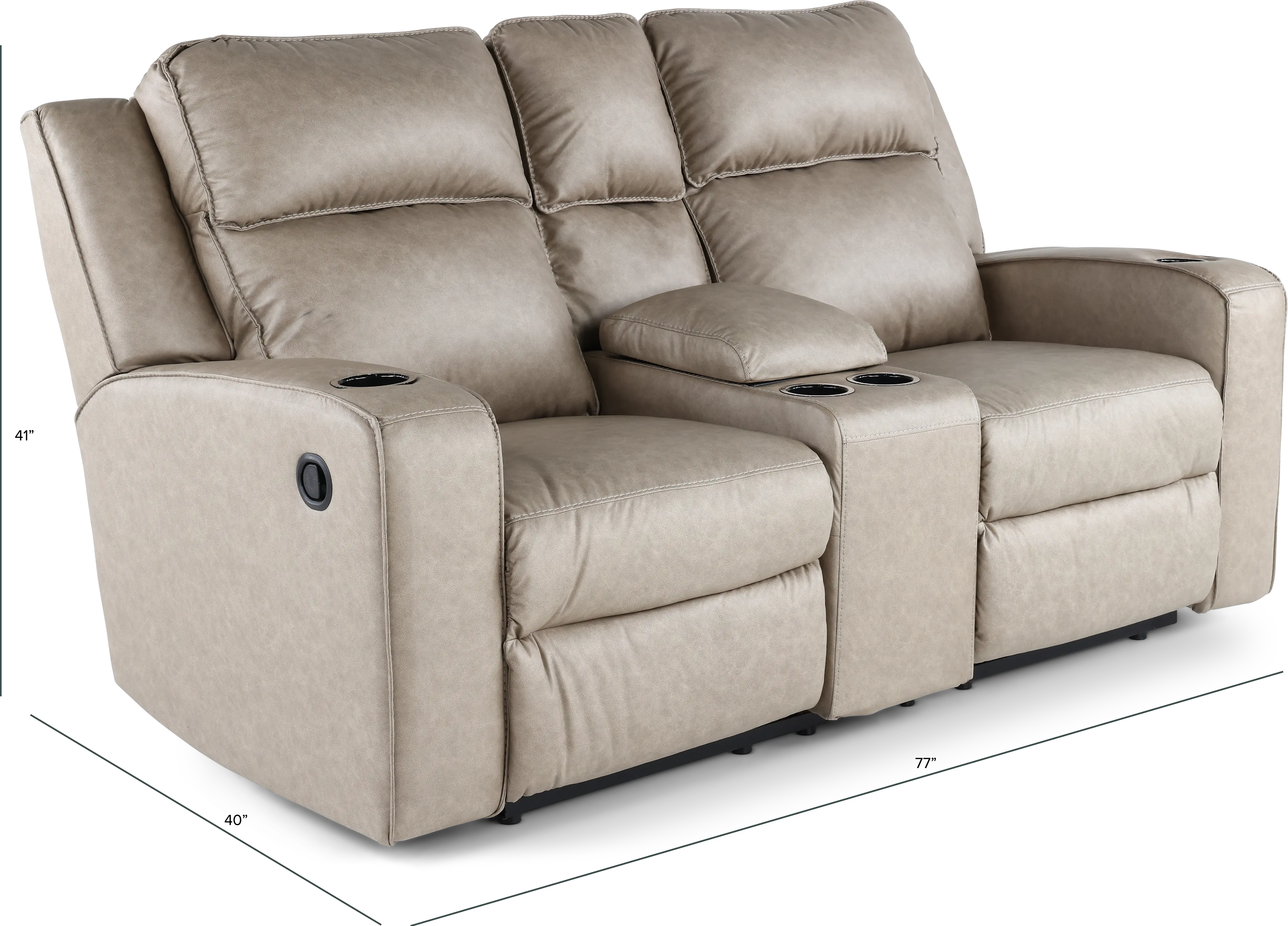 Lavenhorne Pebble Beige Reclining Loveseat with Center Console-3