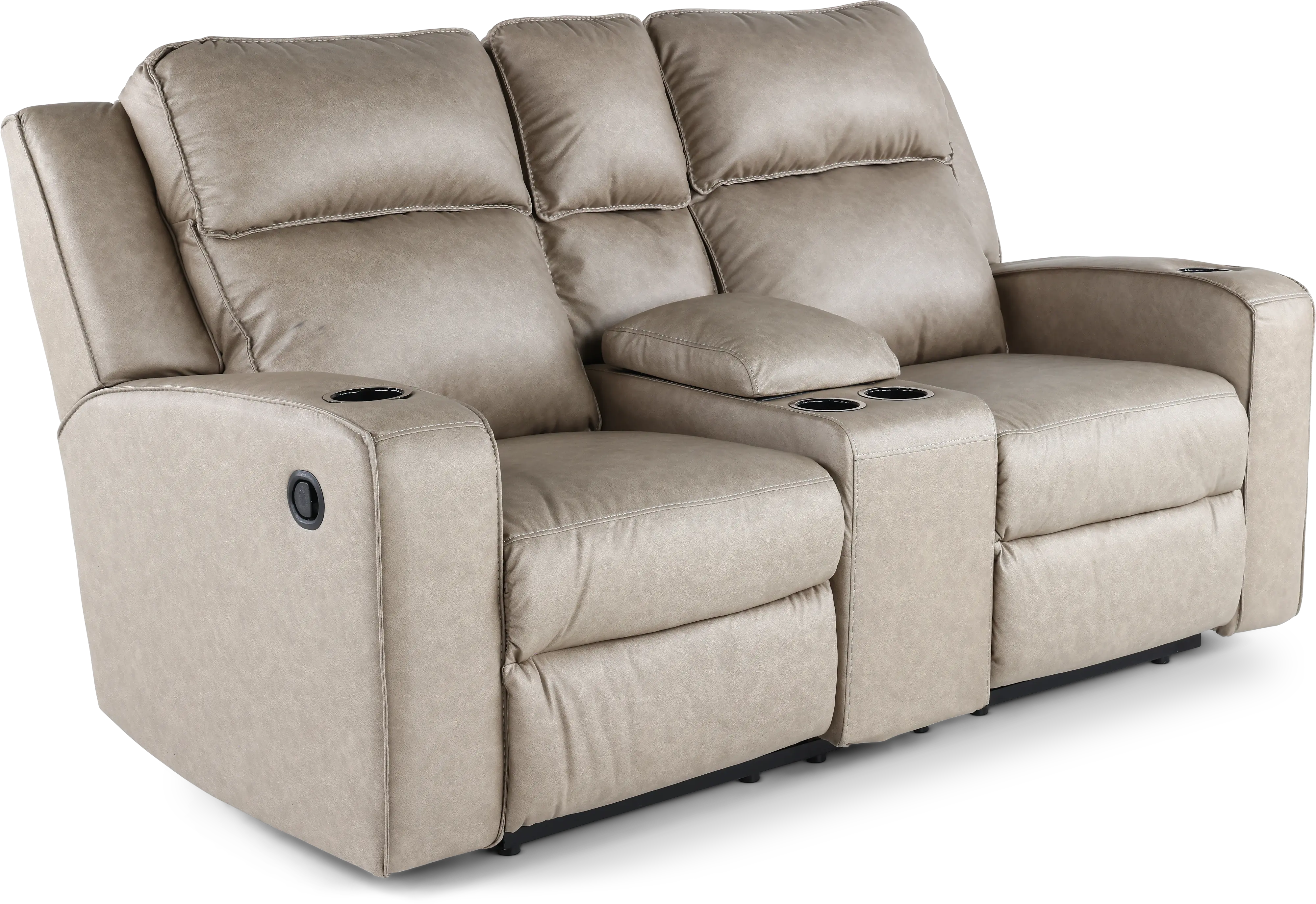 Lavenhorne Pebble Beige Reclining Loveseat with Center Console-4