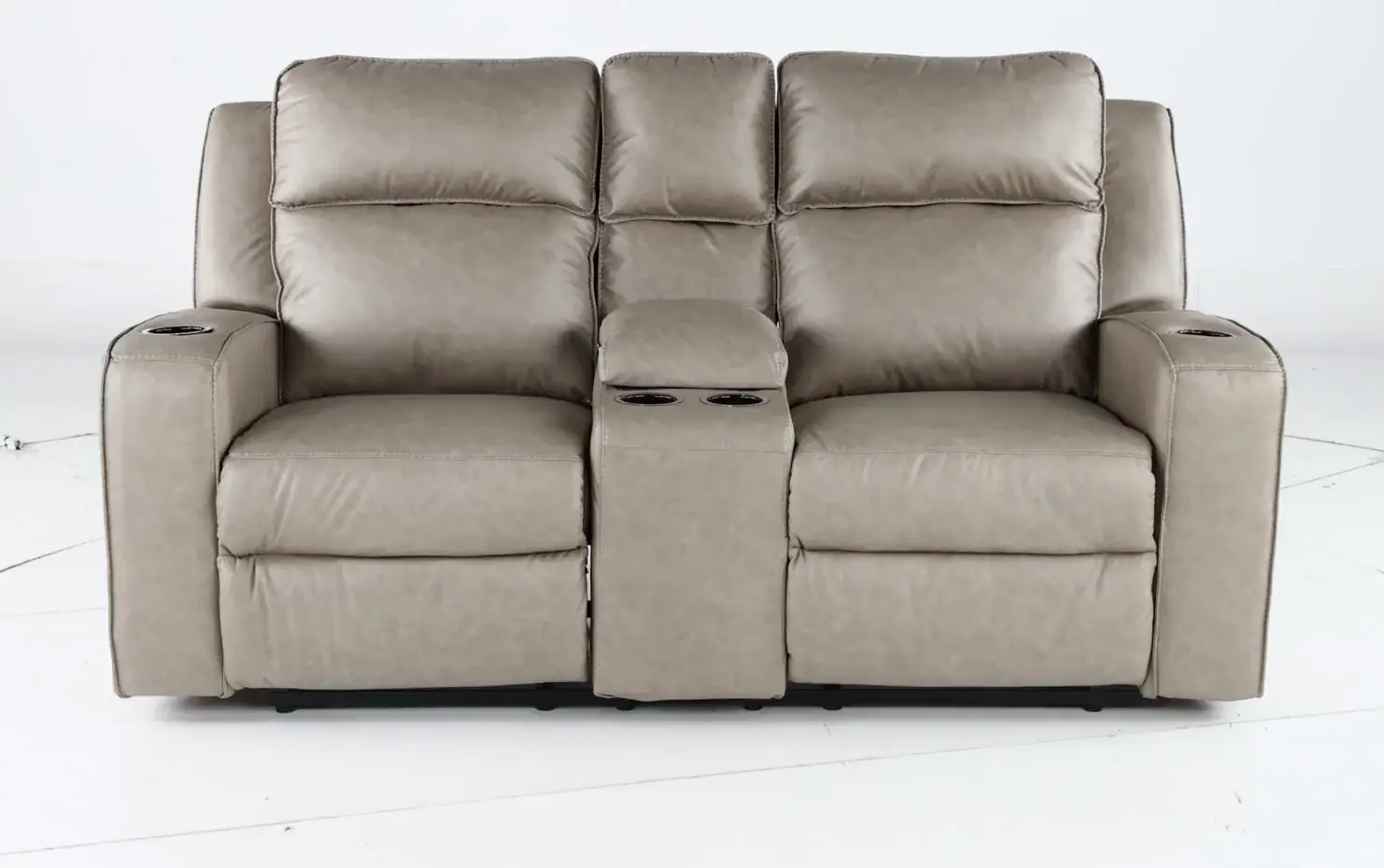 Lavenhorne Pebble Beige Reclining Loveseat with Center Console-5