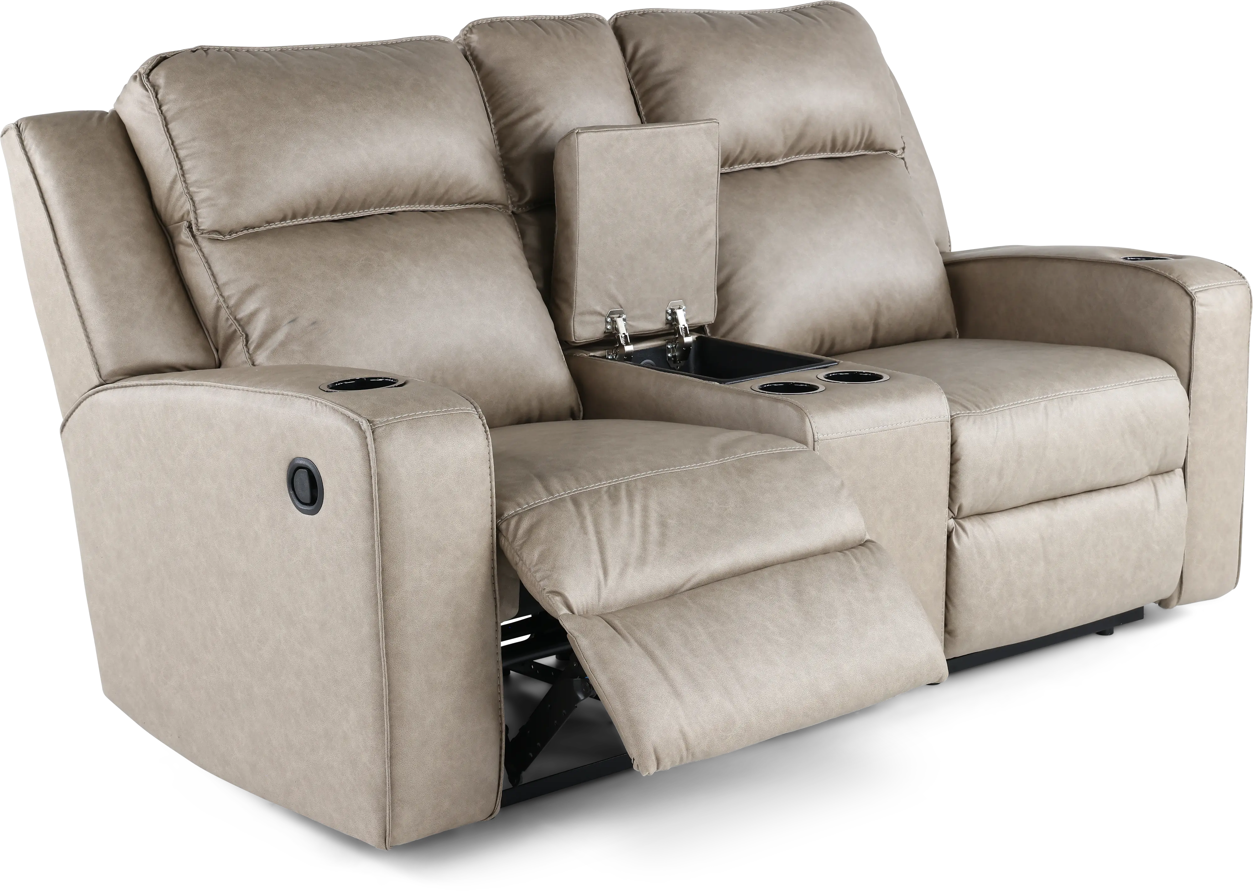 Lavenhorne Pebble Beige Reclining Loveseat with Center Console-6
