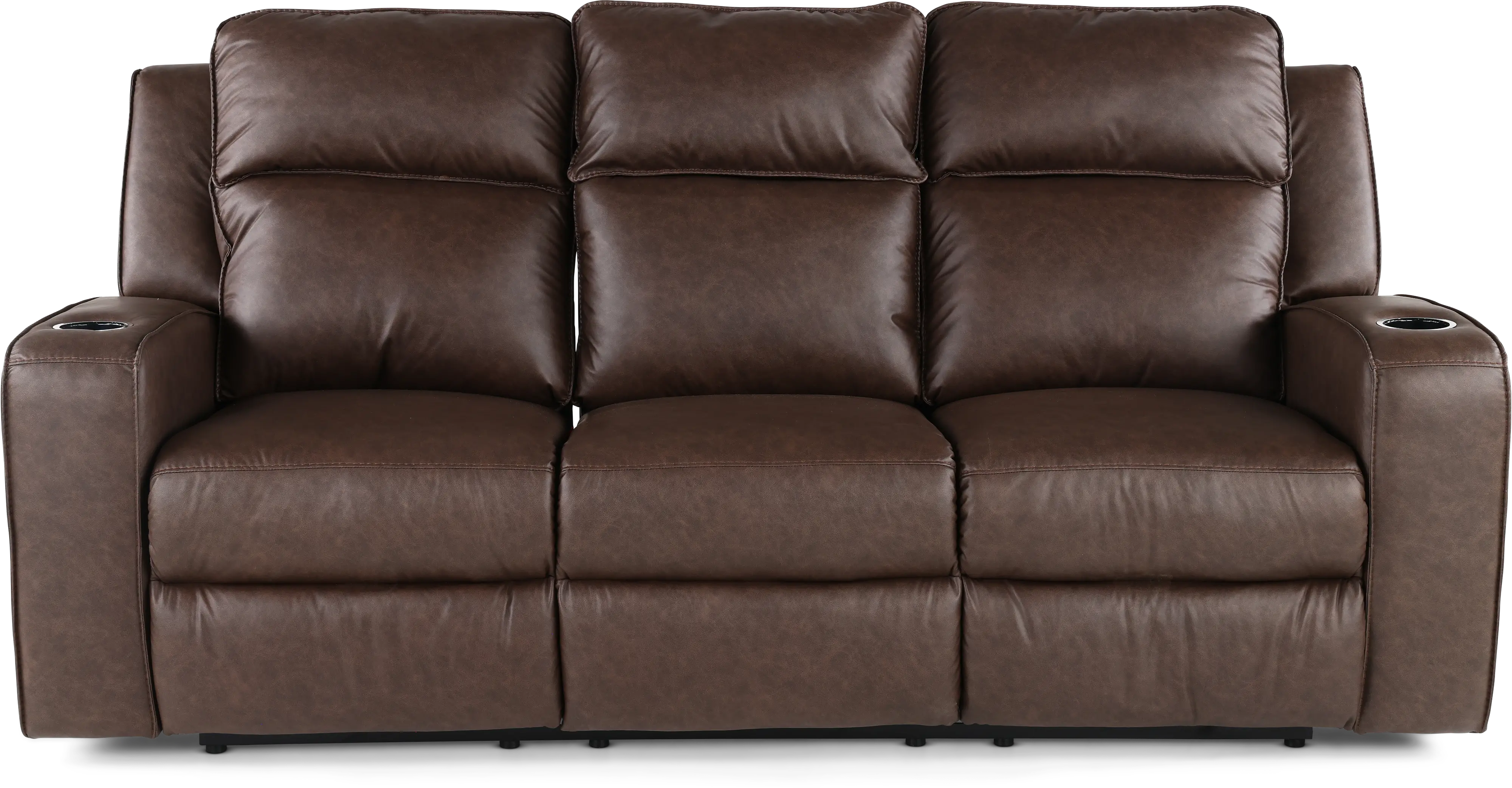 Lavenhorne Granite Dark Brown Reclining Sofa with Drop Down Table-1