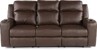 Lavenhorne Granite Dark Brown Reclining Sofa with Drop Down Table