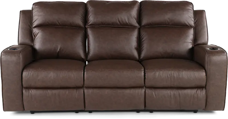 Lavenhorne Granite Dark Brown Reclining Sofa with Drop Down Table