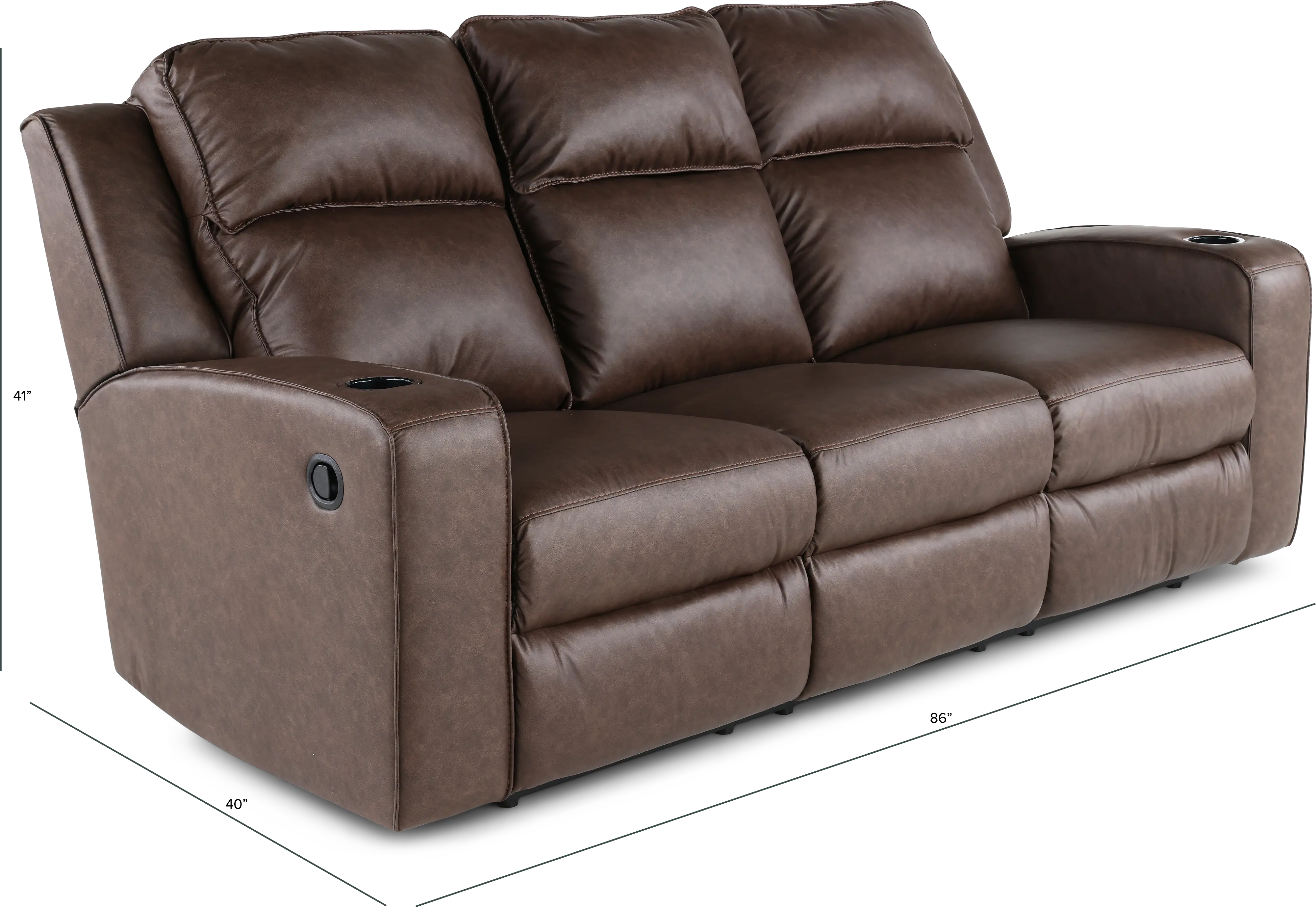 Lavenhorne Granite Dark Brown Reclining Sofa with Drop Down Table-3