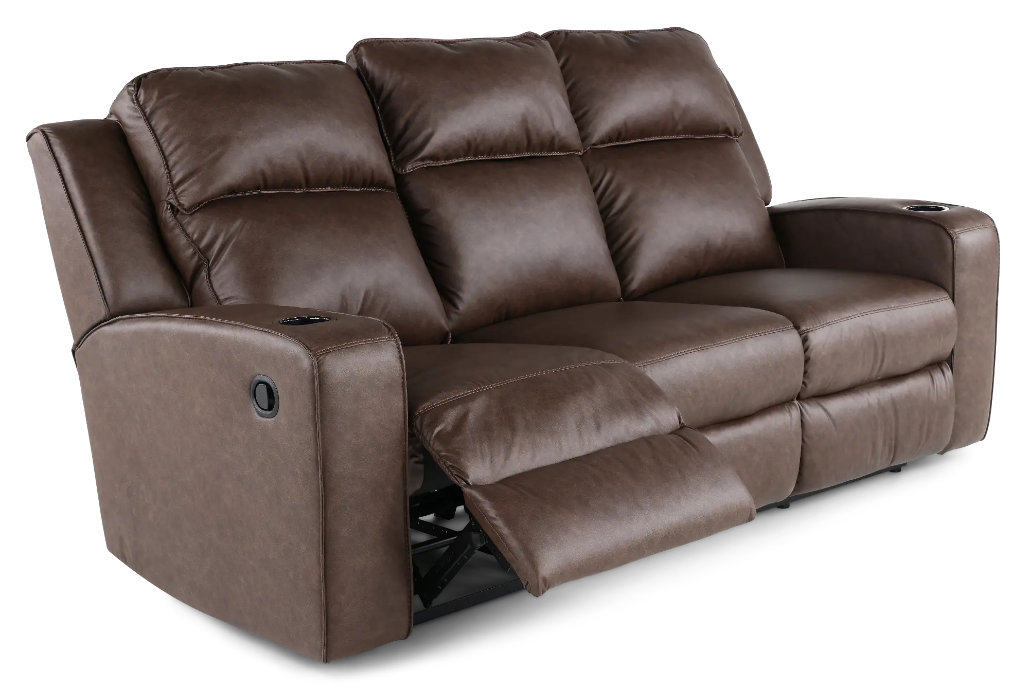 Lavenhorne Granite Dark Brown Reclining Sofa with Drop Down Table