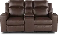 Lavenhorne Granite Dark Brown Reclining Loveseat with Center Console