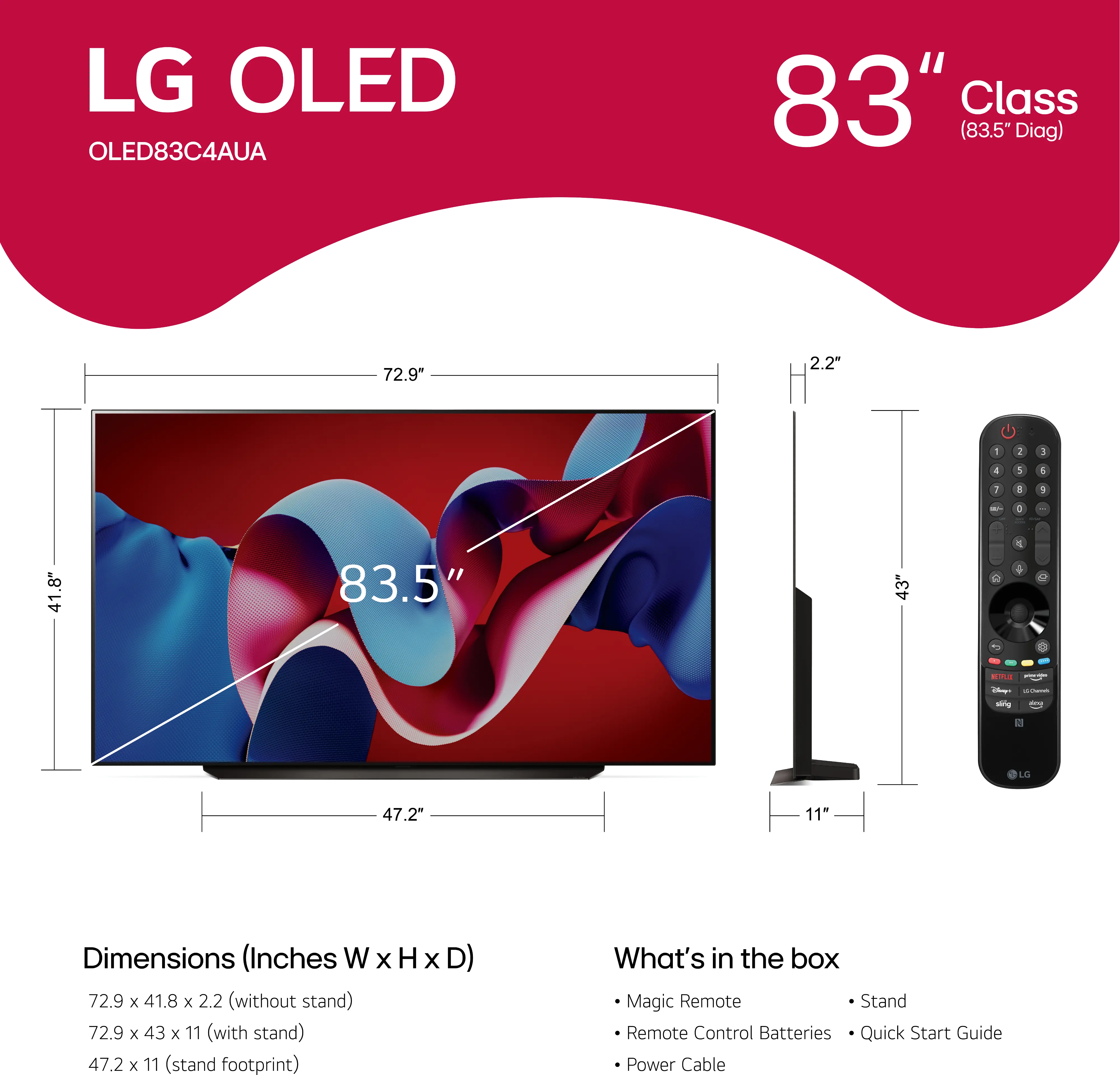 OLED83C4PUA.AUS LG 83  C4 OLED evo 4K HDR Smart TV-3