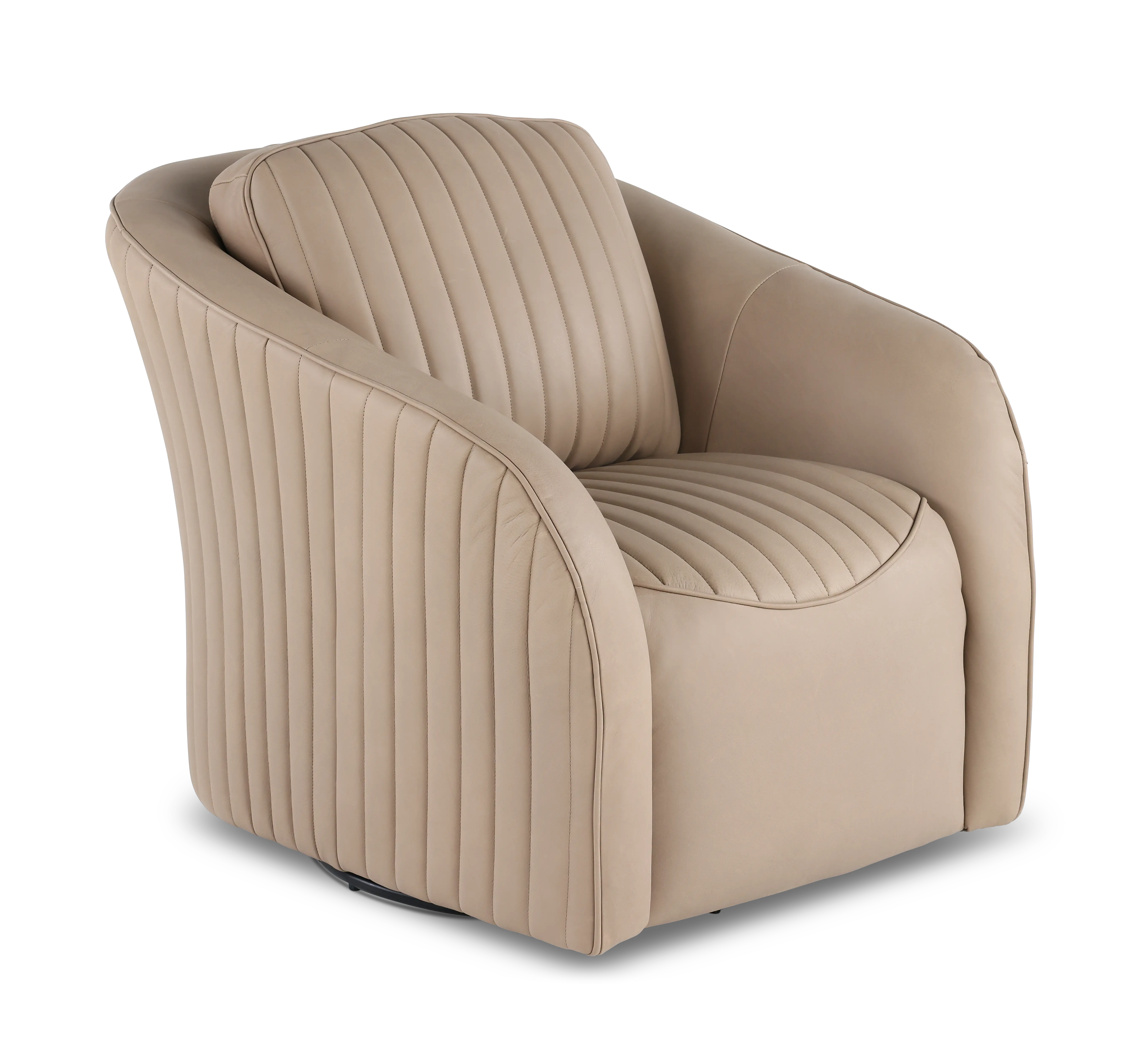 Marshmellow Cobblestone Leather Swivel Accent Chair-1