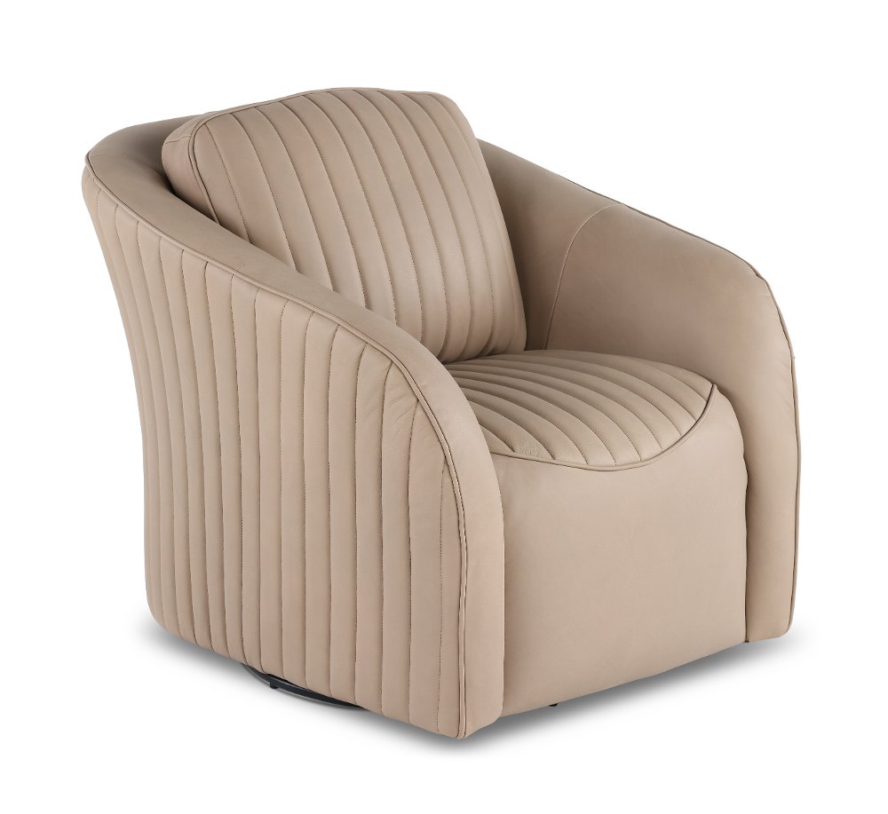 Marshmellow Cobblestone Leather Swivel Accent Chair