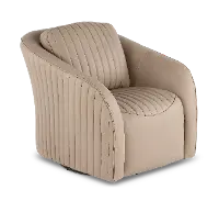 Marshmellow Cobblestone Leather Swivel Accent Chair