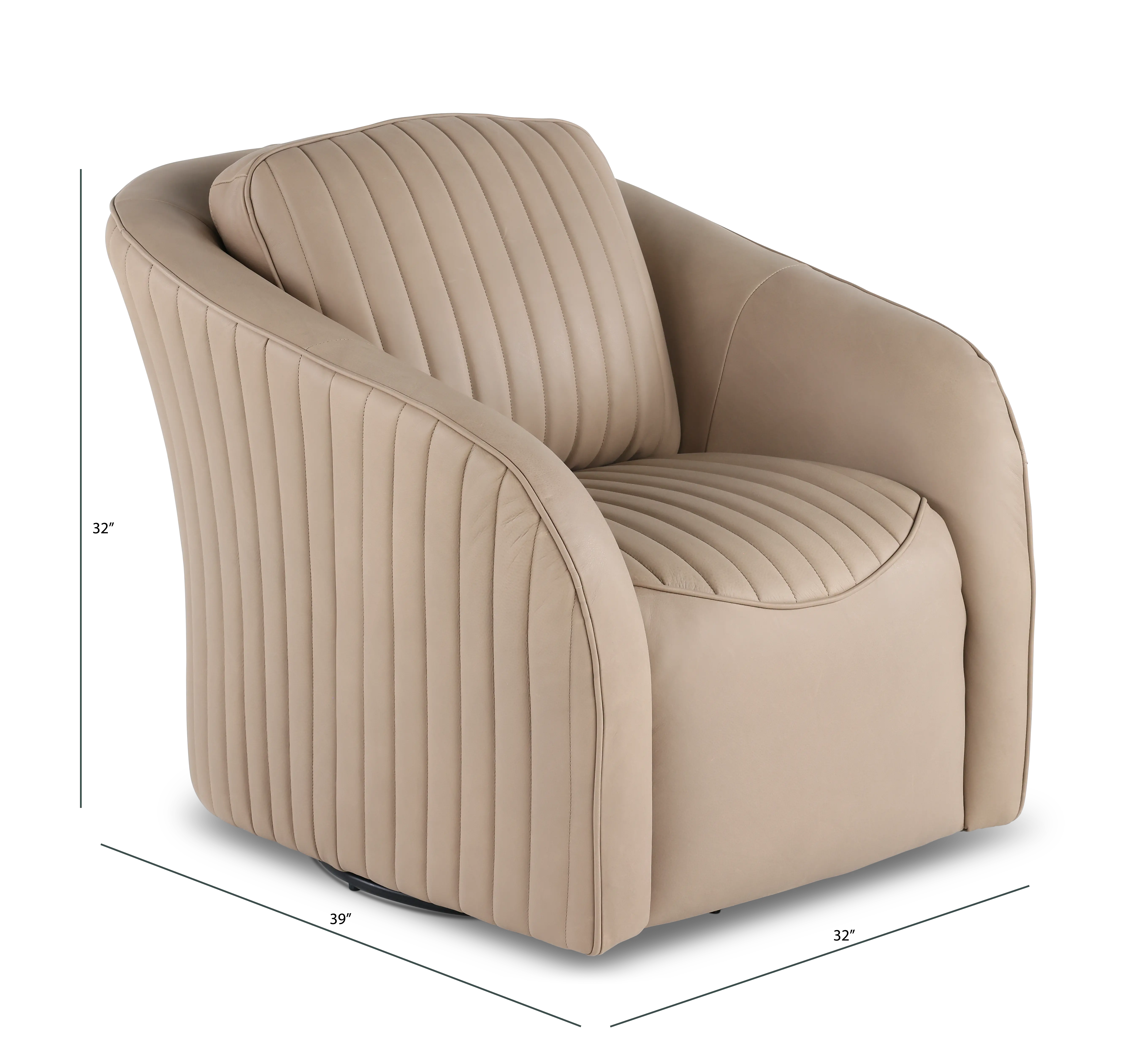 Marshmellow Cobblestone Leather Swivel Accent Chair-3