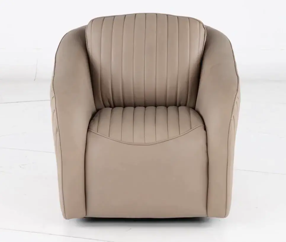 Marshmellow Cobblestone Leather Swivel Accent Chair-9