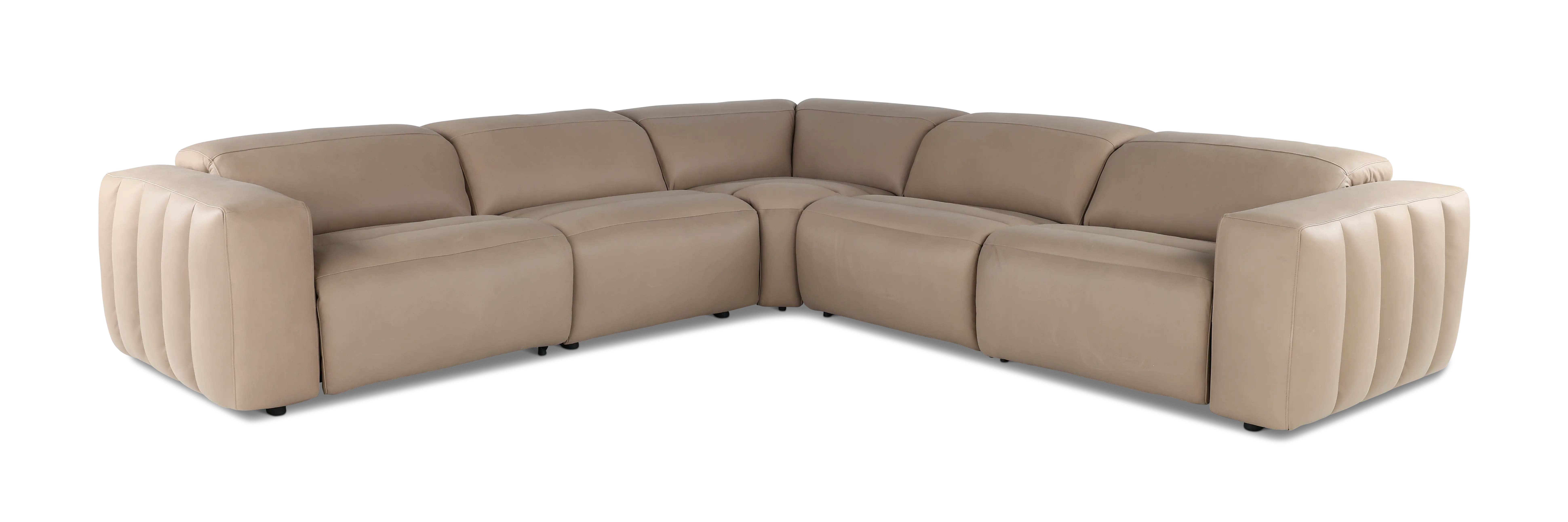 Marshmellow Cobblestone Leather 5 Piece Power Reclining Sectional-1