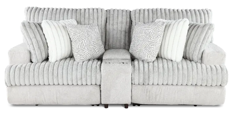 Abraxas Gray Power Reclining Loveseat with Console