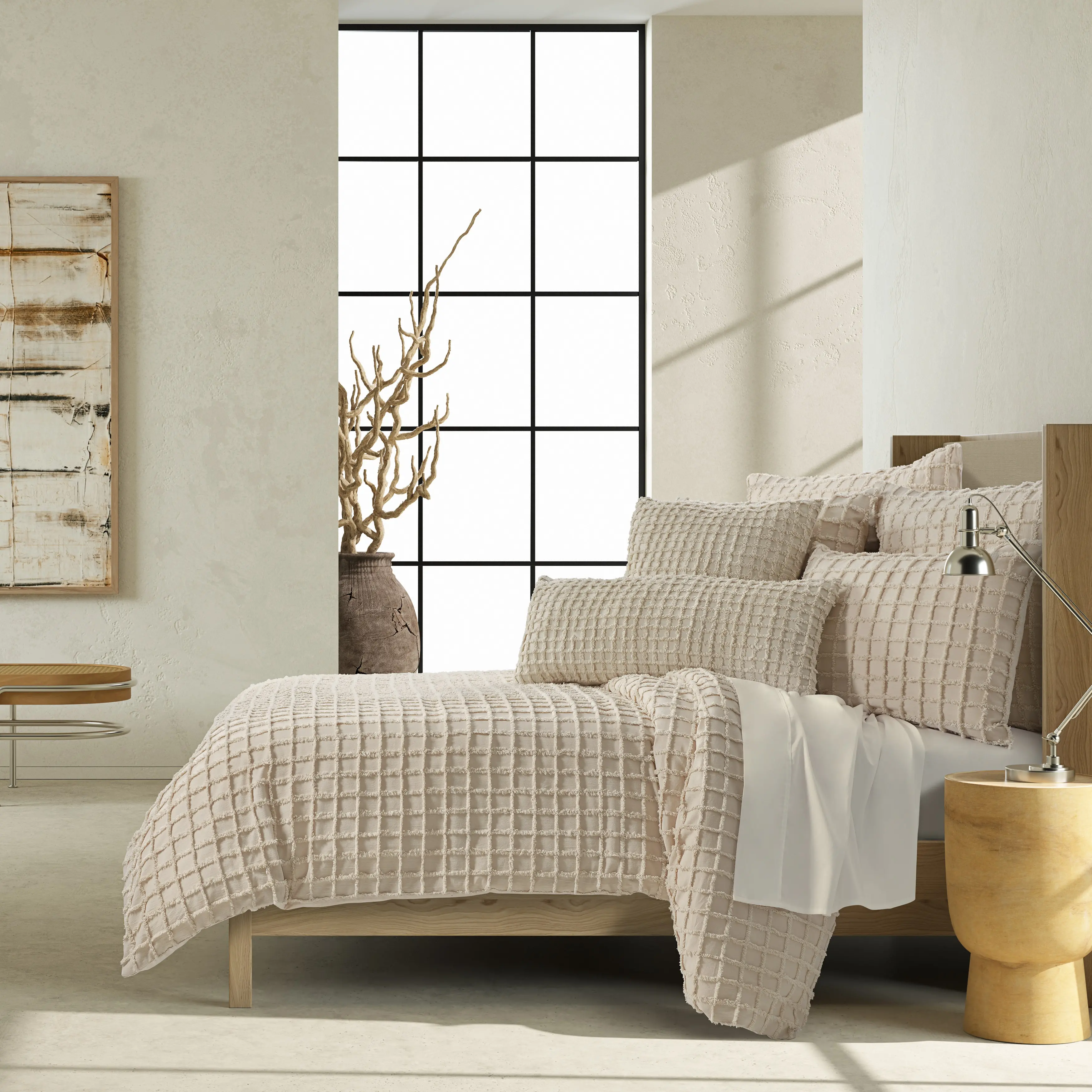 J. Queen Modern Cameron Linen Queen 3-Piece Duvet Set-3