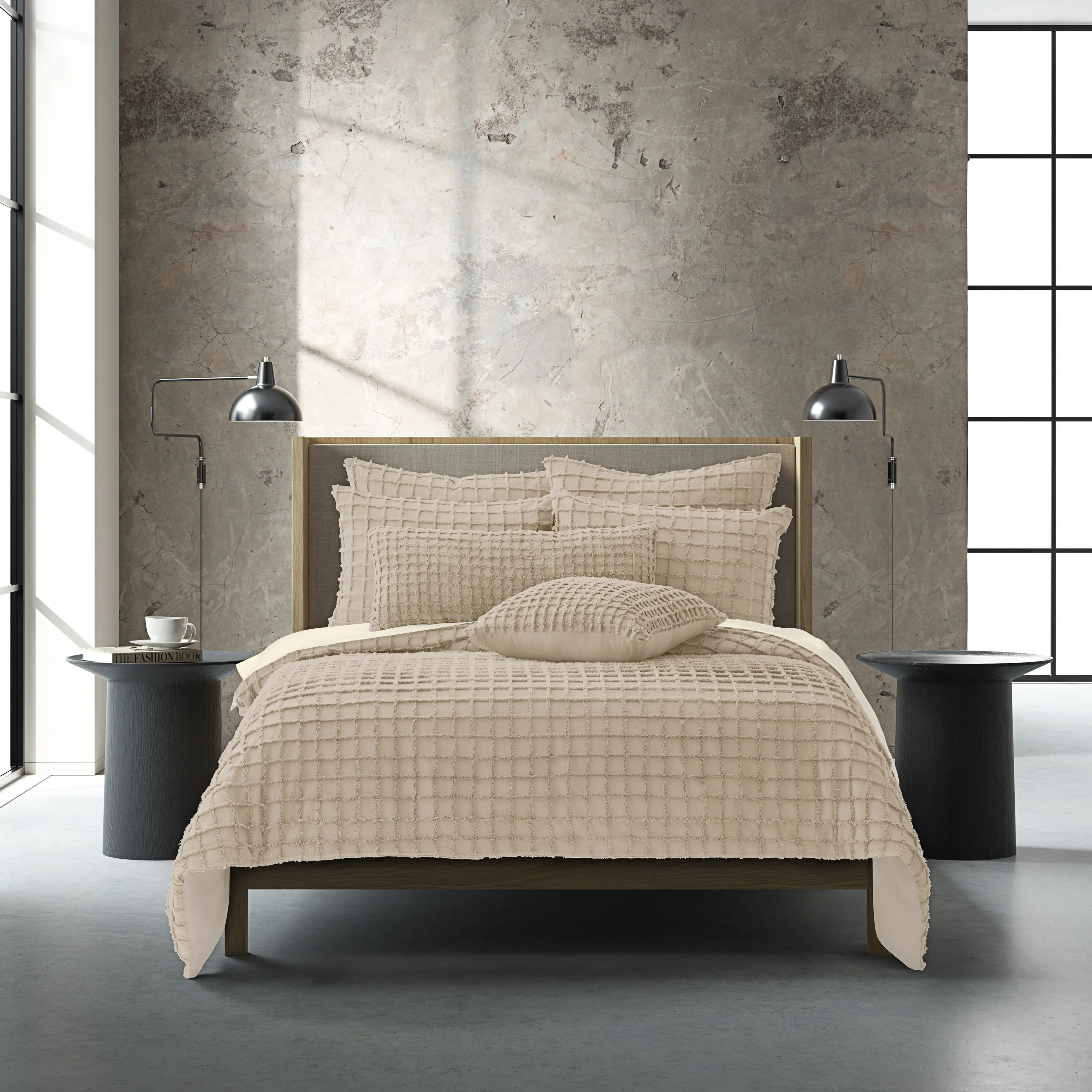 J. Queen Modern Cameron Linen King 3-Piece Duvet Set-1