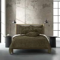 J. Queen Modern Cameron Olive Queen 3-Piece Duvet Set