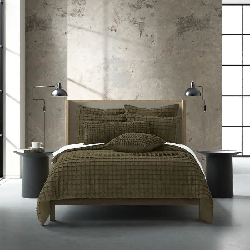 J. Queen Modern Cameron Olive Queen 3-Piece Duvet Set