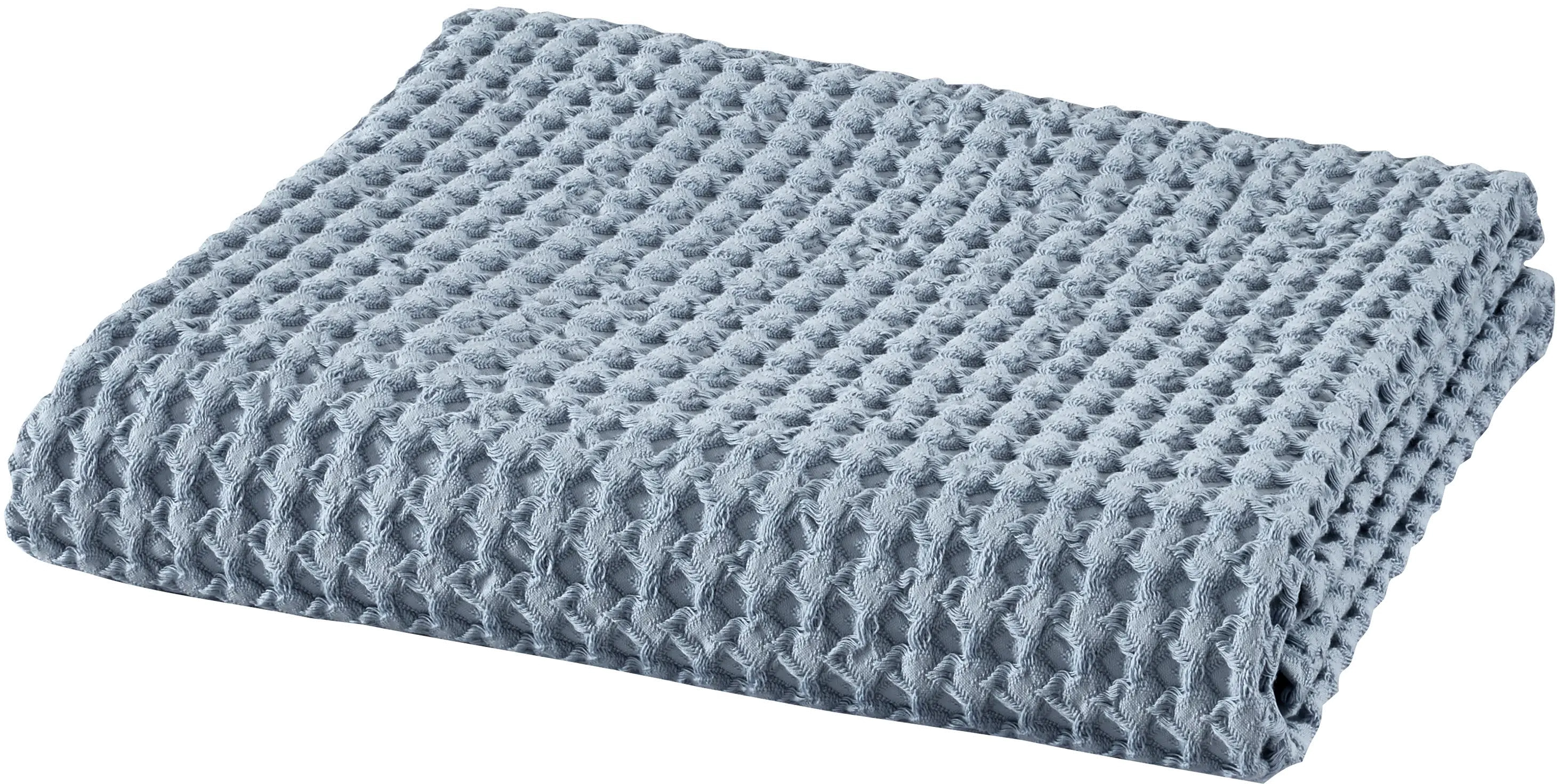 J. Queen Natural Pebble Beach Chambray Blue Throw-1