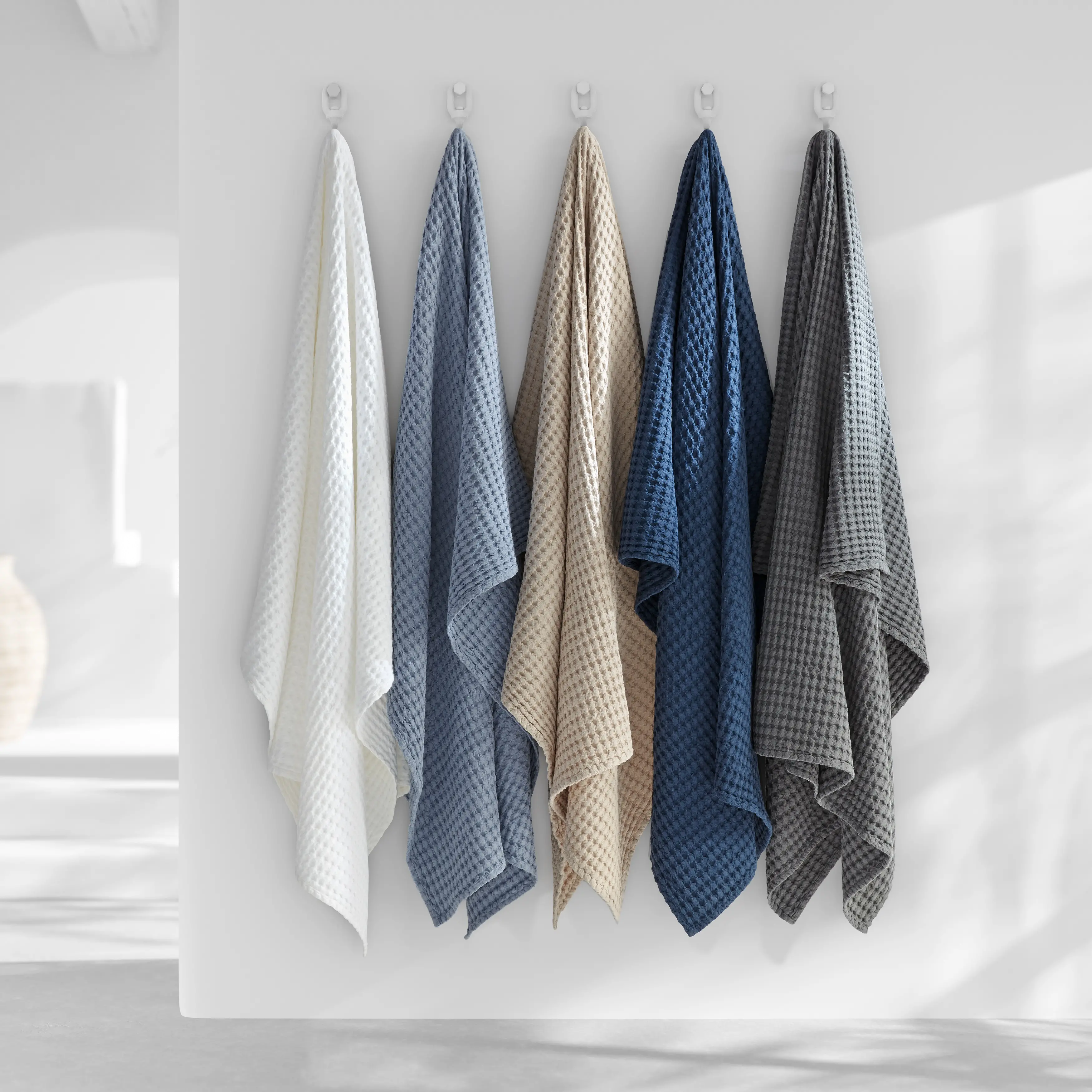 J. Queen Natural Pebble Beach Chambray Blue Throw-2