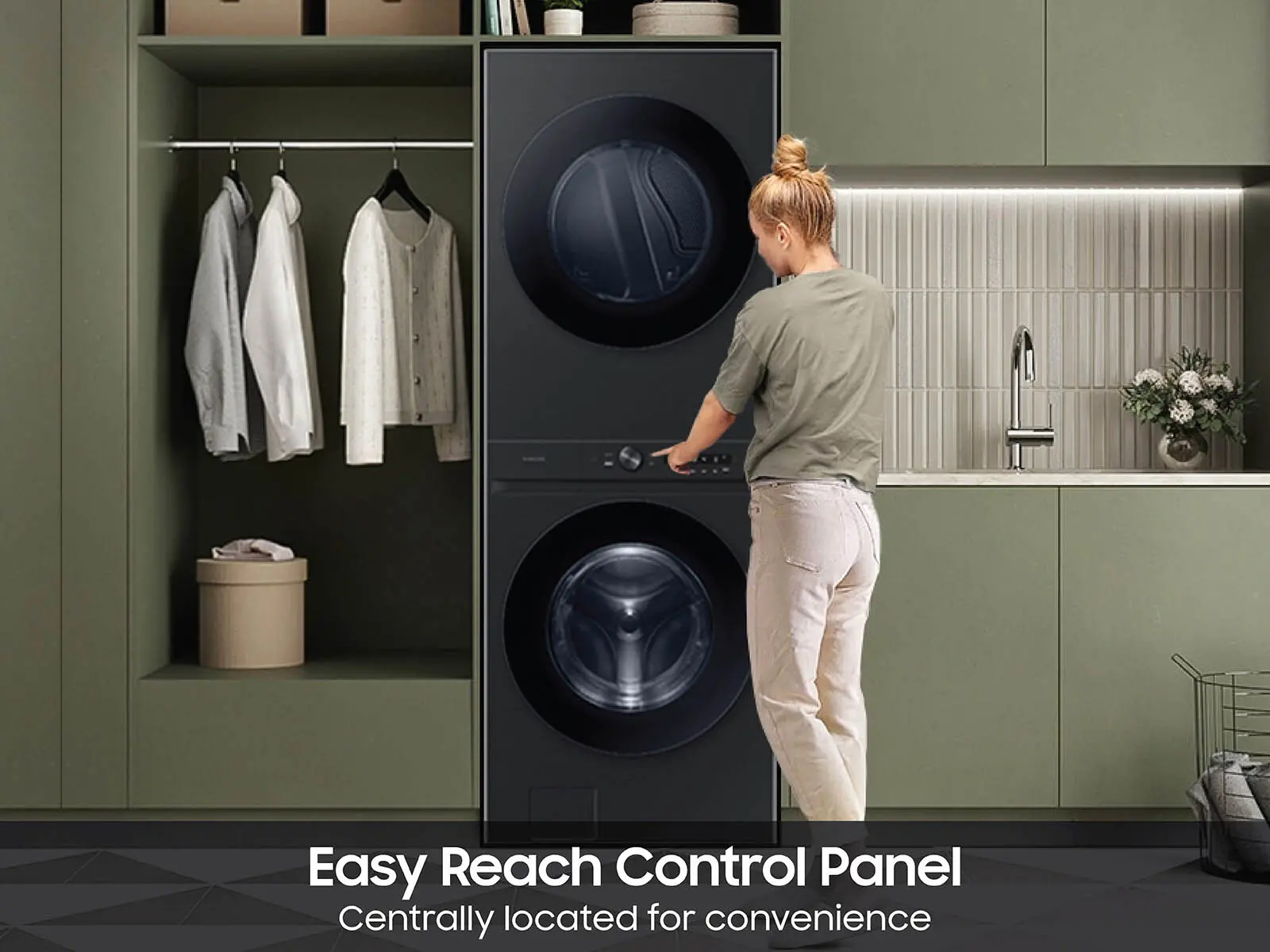 Samsung Electric Washer and Dryer AI Laundry Hub™ - Brushed Black-4