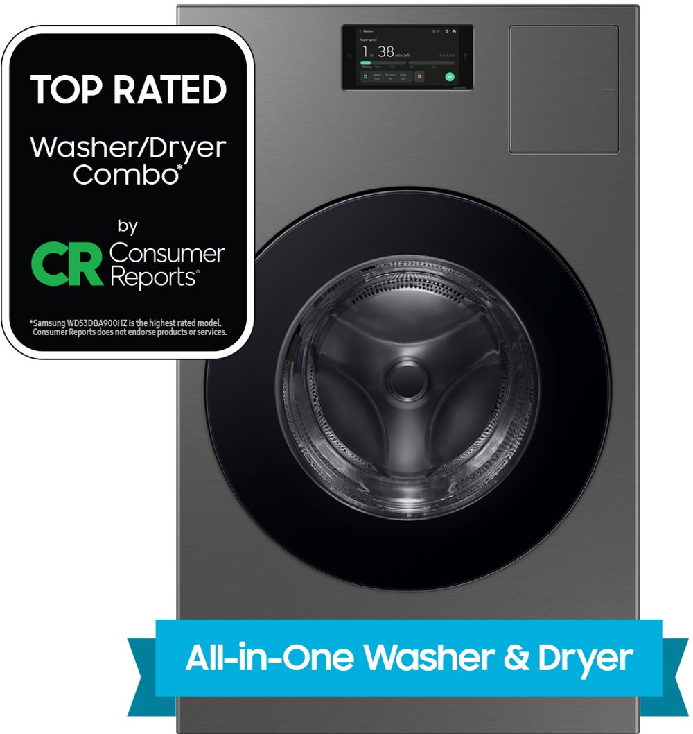 Samsung Bespoke 5.3 Cu Ft All-in-One Ultra Capacity Washer-Dryer AI Laundry Combo™ - Dark Steel