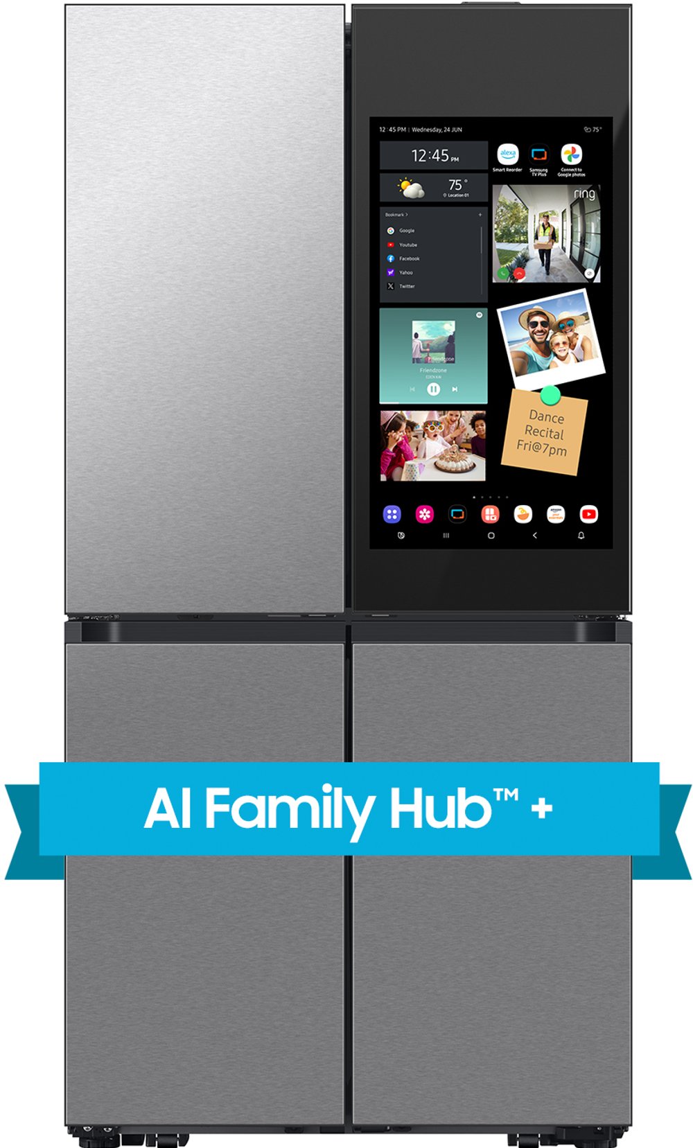 Samsung Bespoke 28.6 Cu Ft 4-Door Flex Refrigerator with AI Family Hub™+ - Stainless Steel