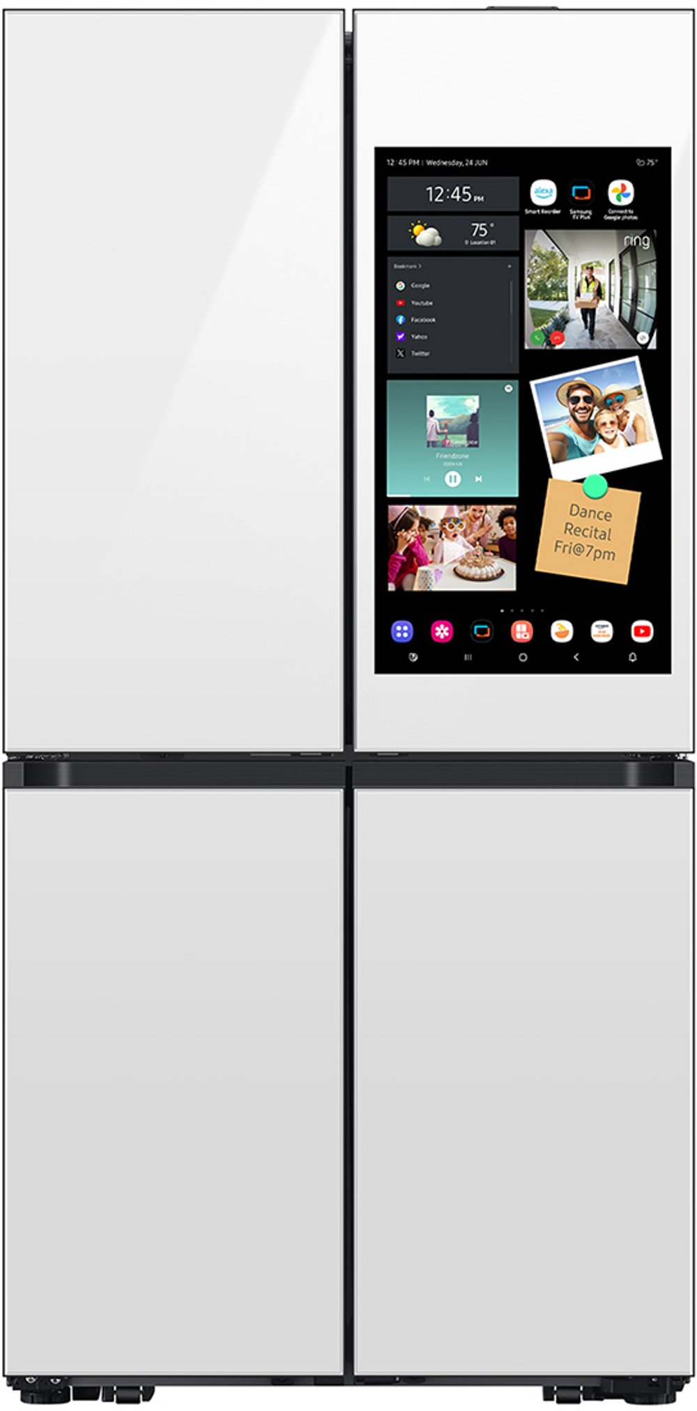 Samsung Bespoke 22.5 Cu Ft 4-Door Flex Refrigerator with AI Family Hub™+ - Counter Depth White Glass