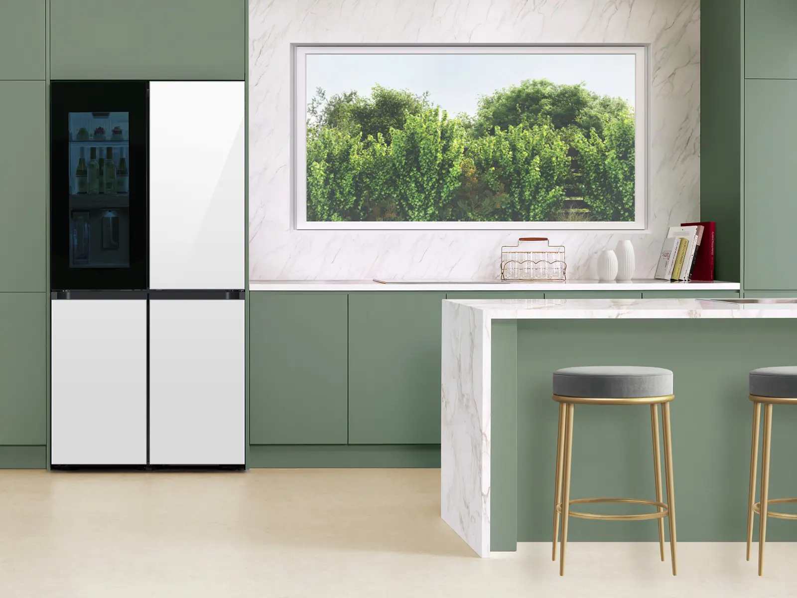 Samsung Bespoke 28.6 Cu Ft 4-Door Flex Refrigerator - White Glass-10