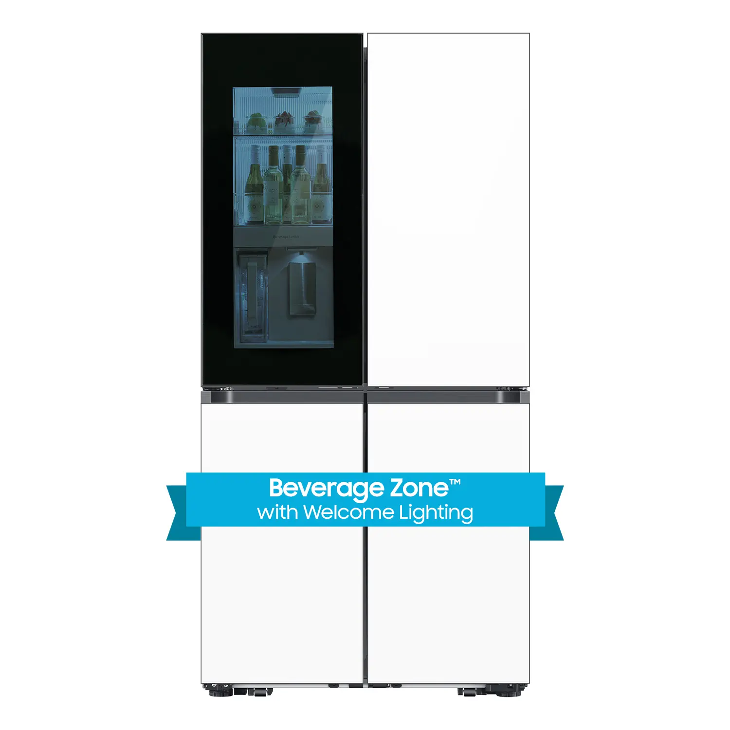 Samsung Bespoke 28.6 Cu Ft 4-Door Flex Refrigerator - White Glass-2