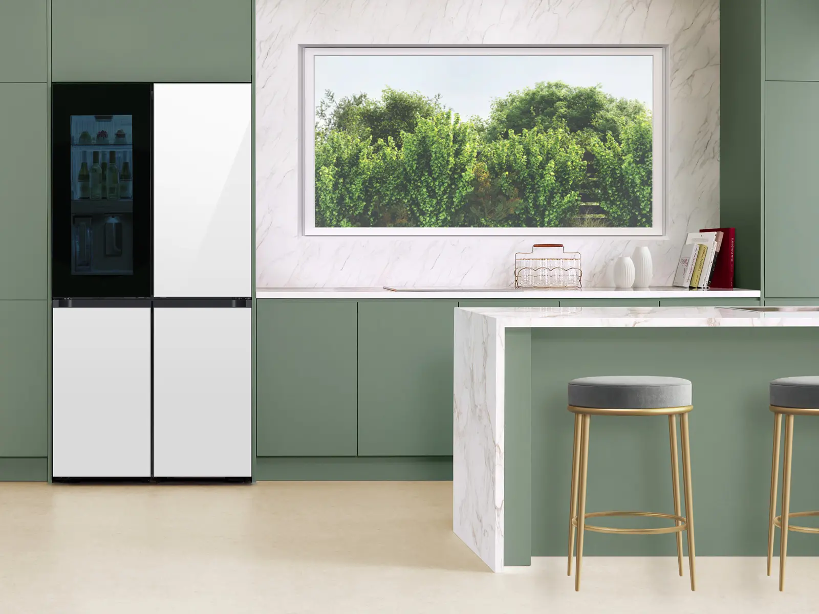 Samsung Bespoke 28.6 Cu Ft 4-Door Flex Refrigerator - White Glass-4