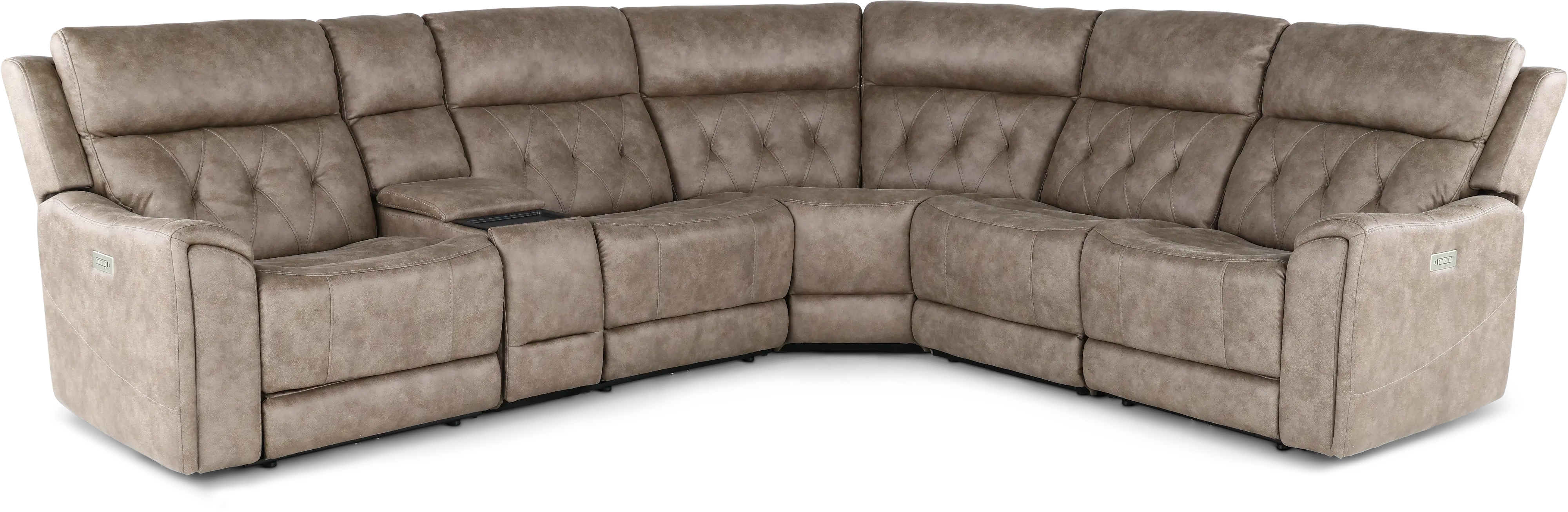 Anniston Fog Beige 6 Piece Power Reclining Sectional with Audio System-1
