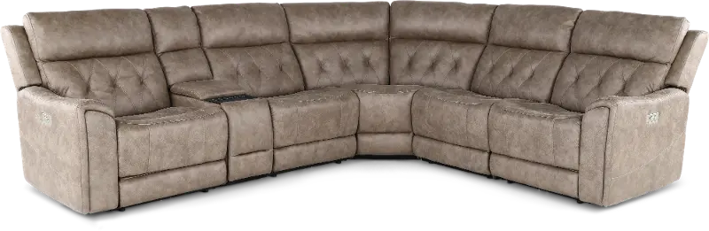 Anniston Fog Beige 6 Piece Power Reclining Sectional with Audio System