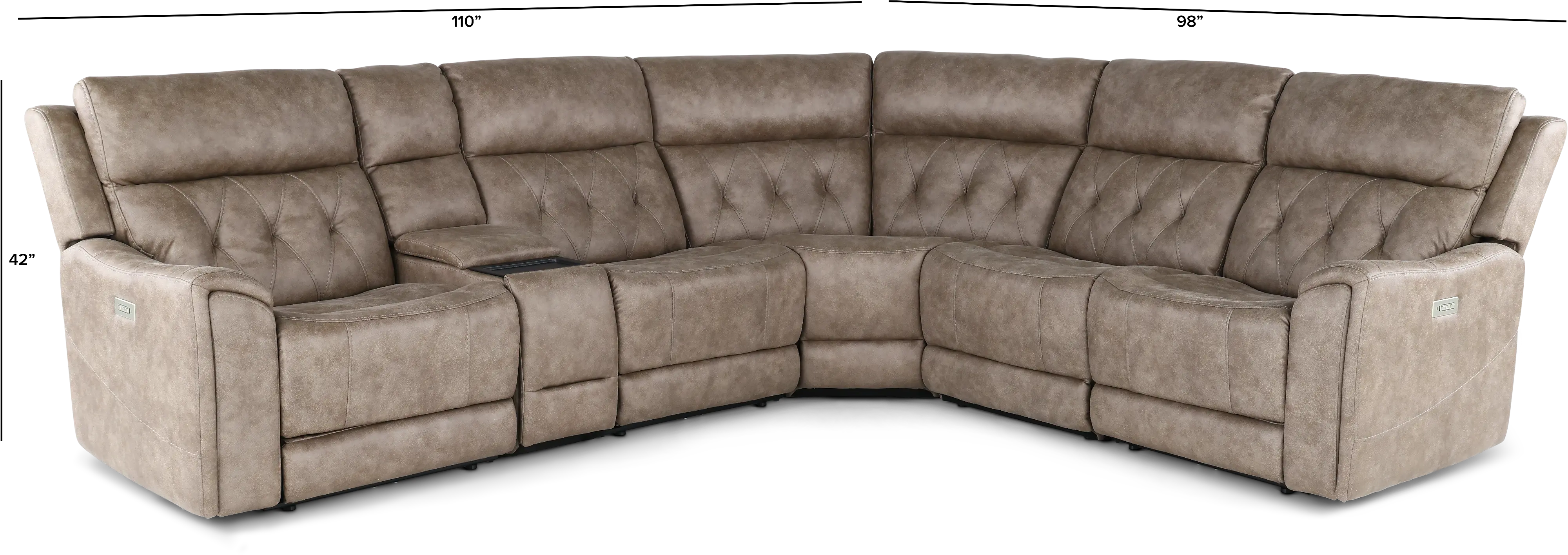 Anniston Fog Beige 6 Piece Power Reclining Sectional with Audio System-3