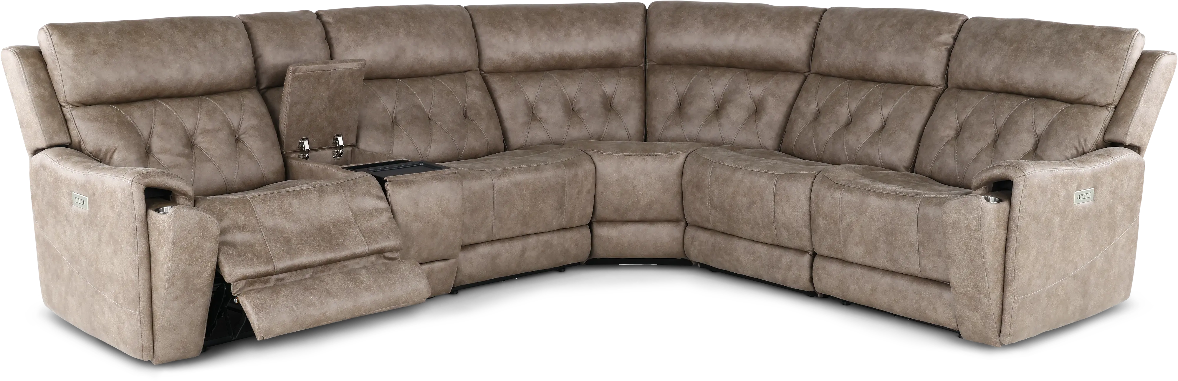 Anniston Fog Beige 6 Piece Power Reclining Sectional with Audio System-4