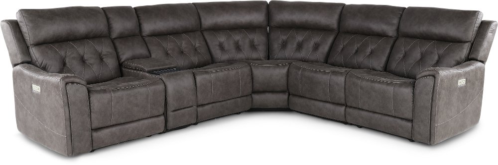 Anniston Steel Gray 6 Piece Power Reclining Sectional with Audio System