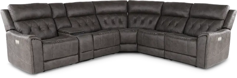 Anniston Steel Gray 6 Piece Power Reclining Sectional with Audio System