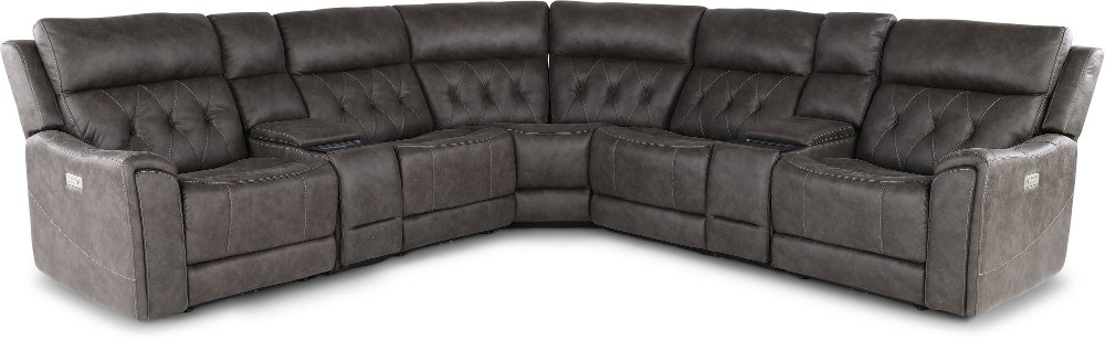 Anniston Steel Gray 7 Piece Power Reclining Sectional with Audio System