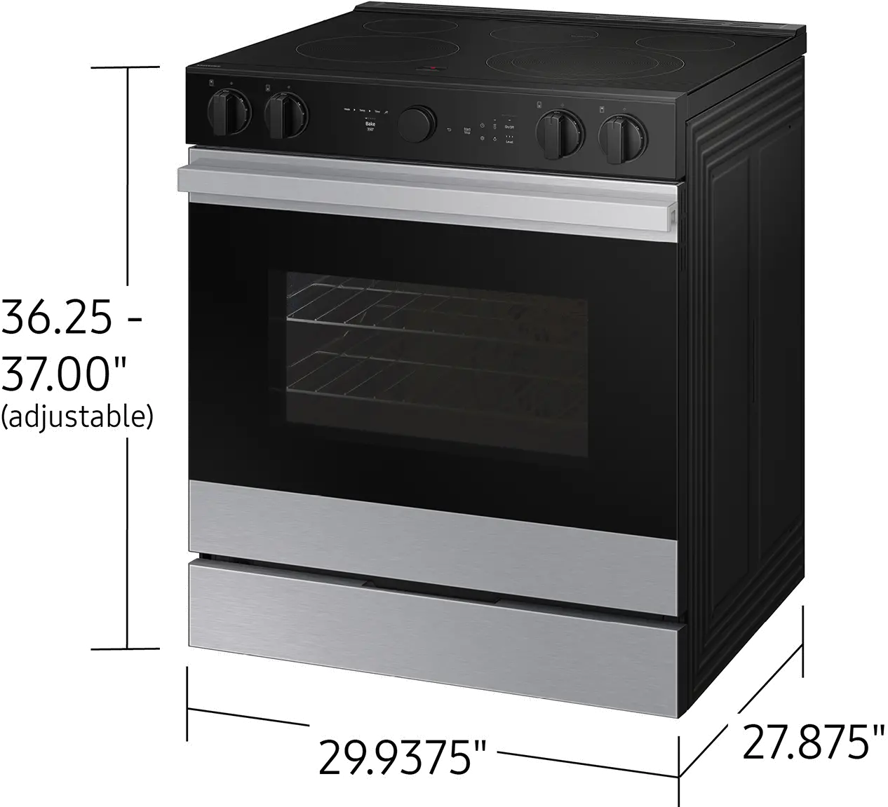 NSE6DG8500SR Samsung Bespoke 6.3 Cu Ft Smart Electric Range with Air Sous Vide and Air Fry - Stainless Steel-3