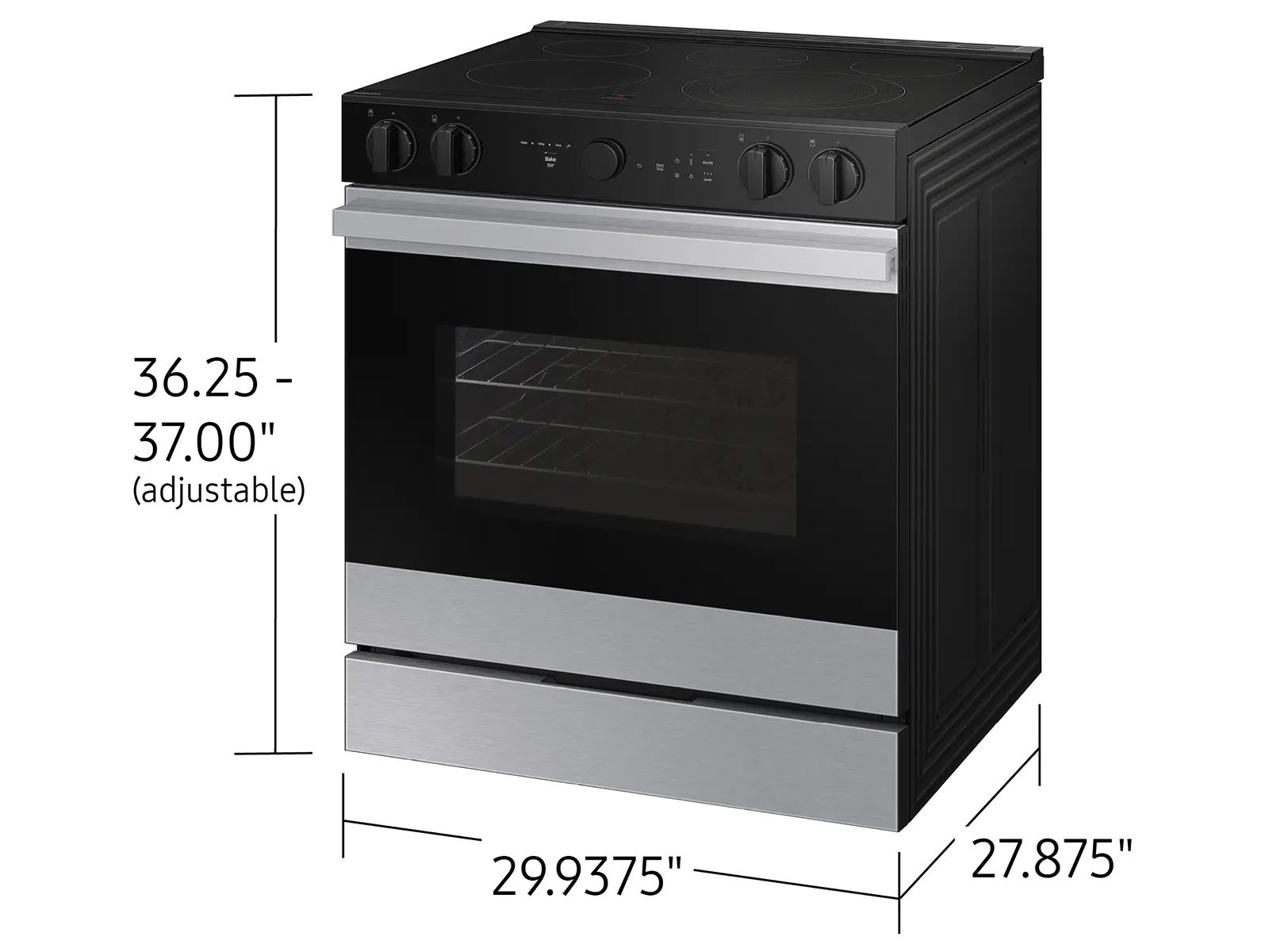 NSE6DG8500SR Samsung Bespoke 6.3 Cu Ft Smart Electric Range with Air Sous Vide and Air Fry - Stainless Steel-3