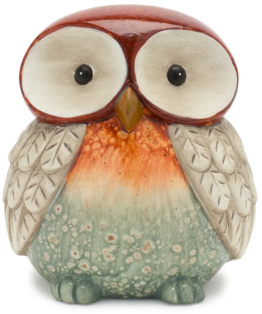 Small Orange Terra Cotta Owl-1